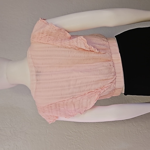 GOOD LUCK GEM Pink Cascade Ruffle Cropped Festival Shirt - Picture 5 of 8